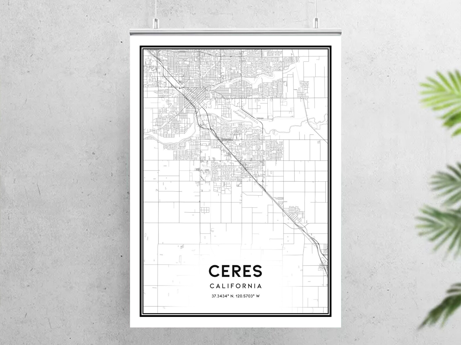 Ceres Map Print, Ceres Map Poster Wall Art, Ca City Map, California ...