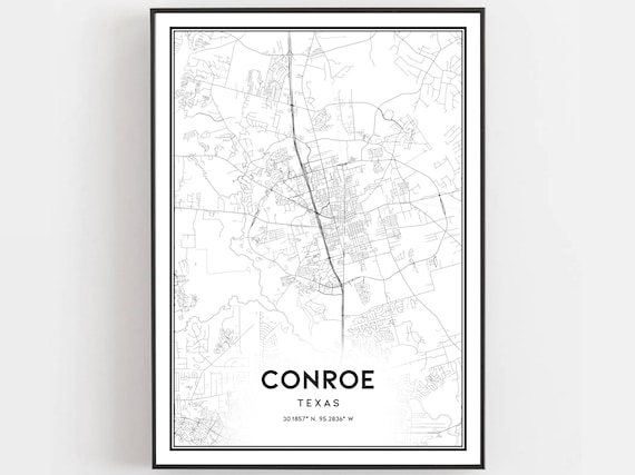 Street Map Conroe Texas Conroe, TX Wall Map Basic MarketMAPS