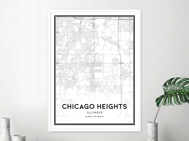 Chicago Heights Map Print, Chicago Heights Map Poster Wall Art, Il City ...