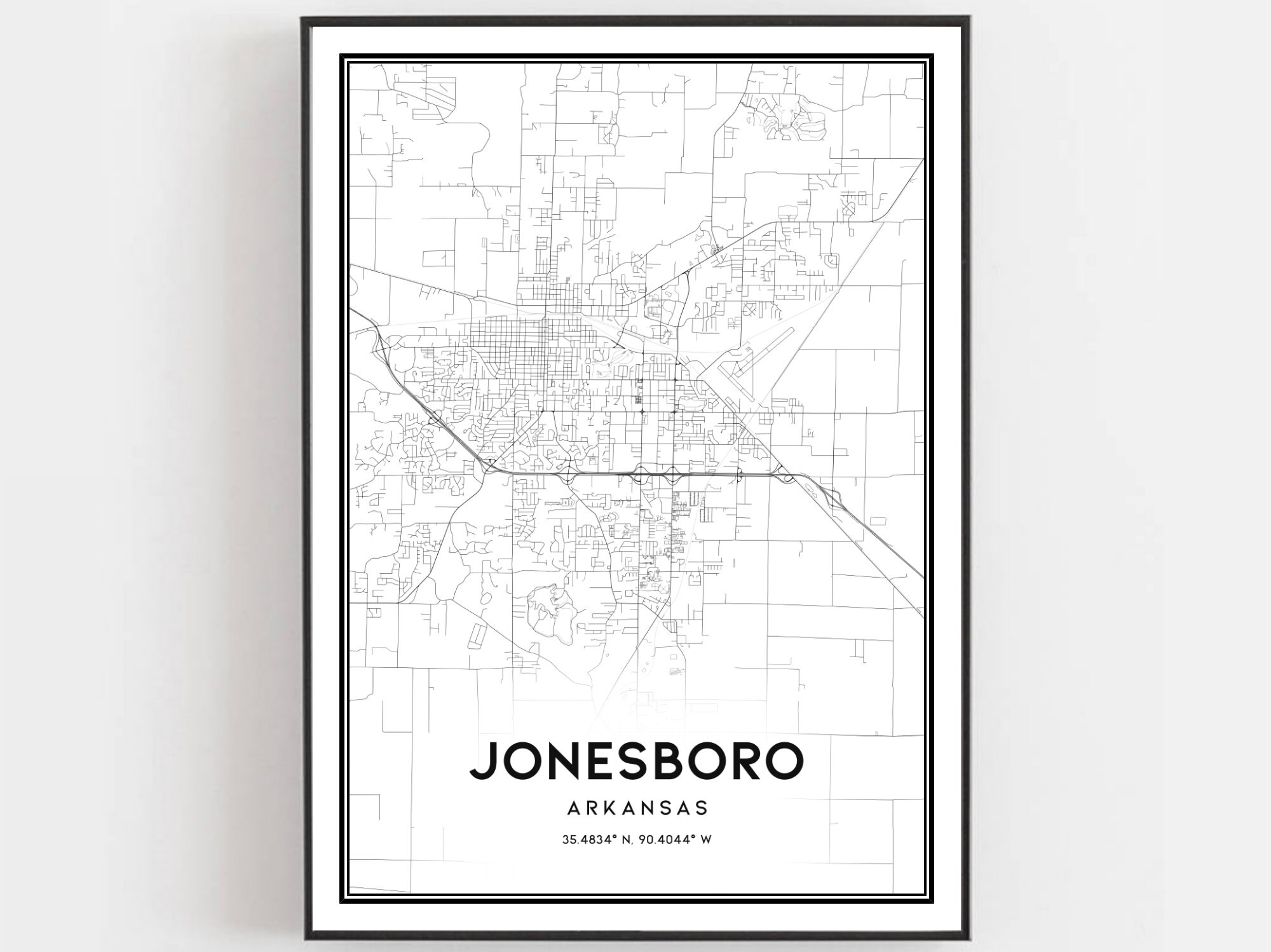 Jonesboro Map Print Jonesboro Map Poster Wall Art Ar City Etsy