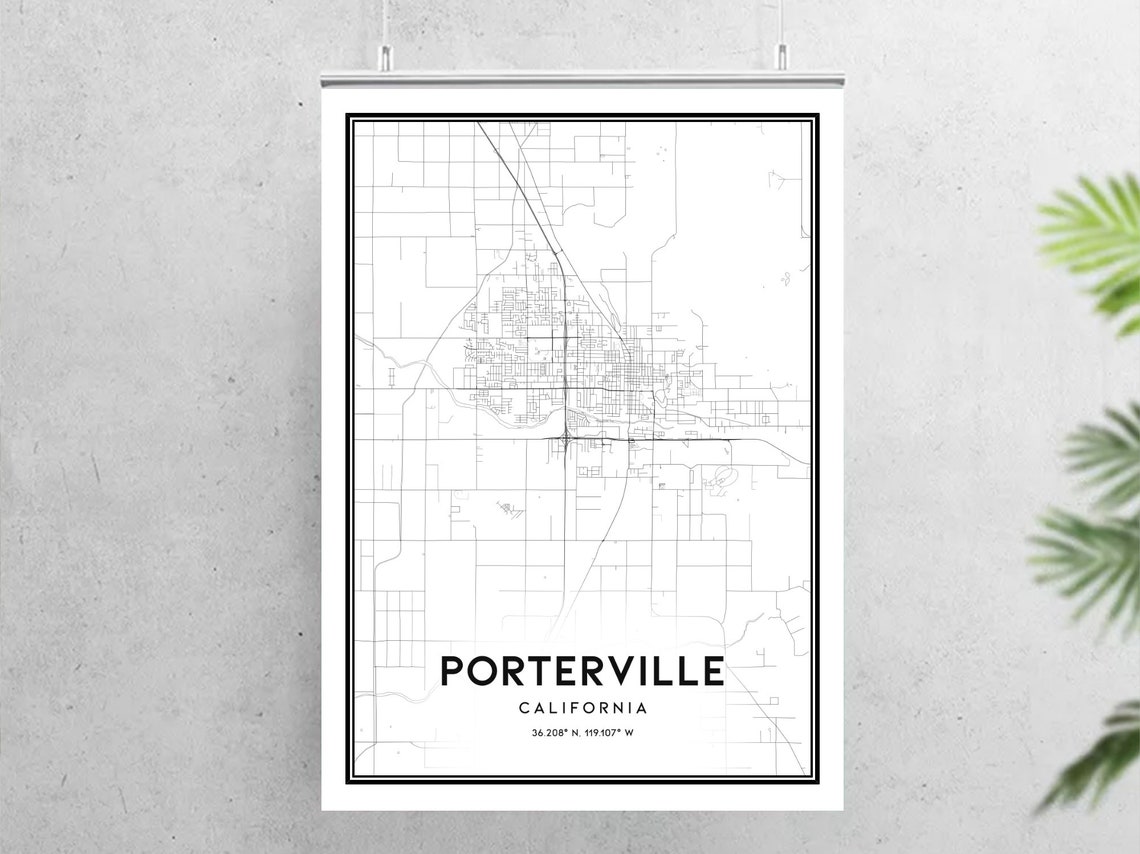 Porterville Map Print Porterville Map Poster Wall Art Ca | Etsy