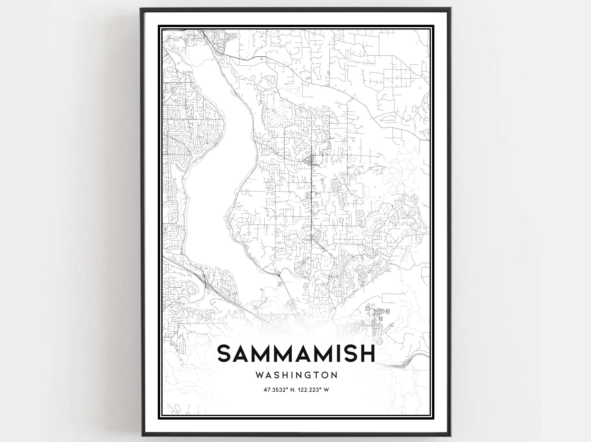 Sammamish Washington Wall Map Basic Style By Marketma vrogue.co