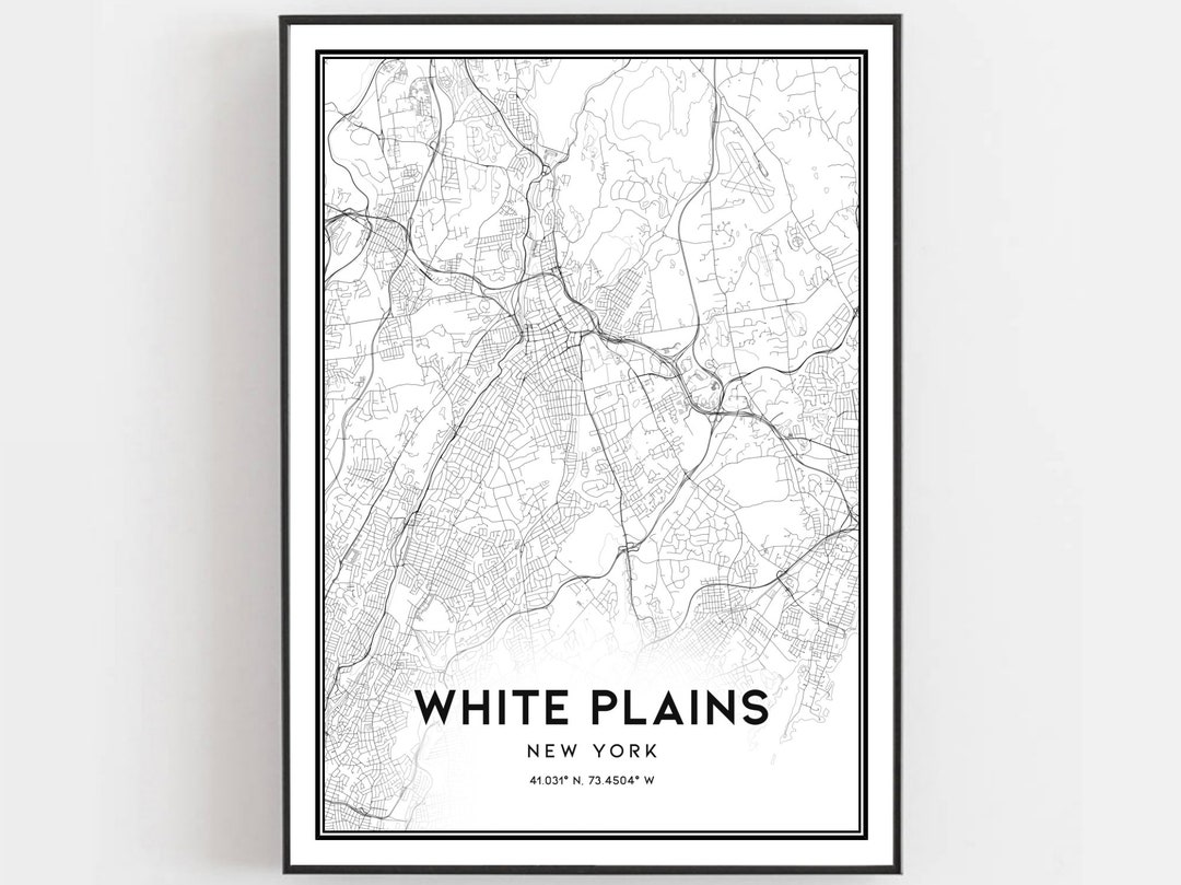 White Plains Map Print, White Plains Map Poster Wall Art, Ny City Map ...