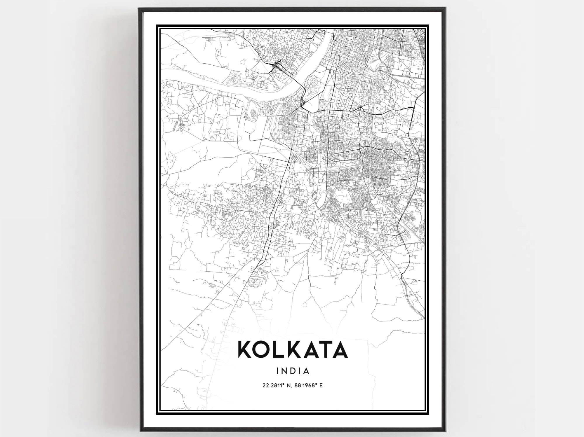Kolkata Map Print Kolkata Map Poster Wall Art Kolkata City Etsy