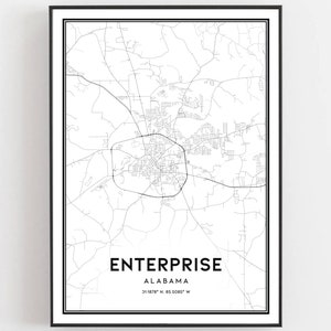 Karte für Unternehmen, Karte für Unternehmen, Stadtplan Poster, Al Stadt karte, Alabama Print Straßenkarte Deko, Straßenkarte Geschenk