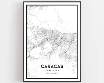 Caracas Map Print, Caracas Map Poster Wall Art, Caracas  City Map, Caracas Print Street Map Decor, Road Map Gift, B97