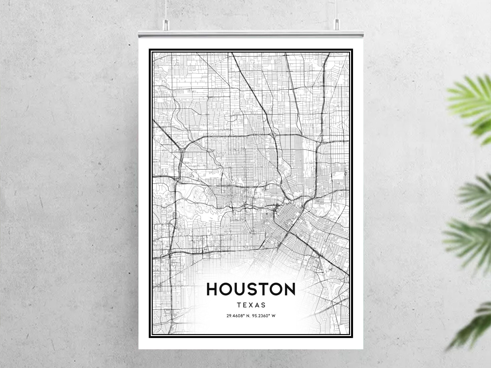 Houston Map Print Houston Map Poster Wall Art Tx City Map | Etsy