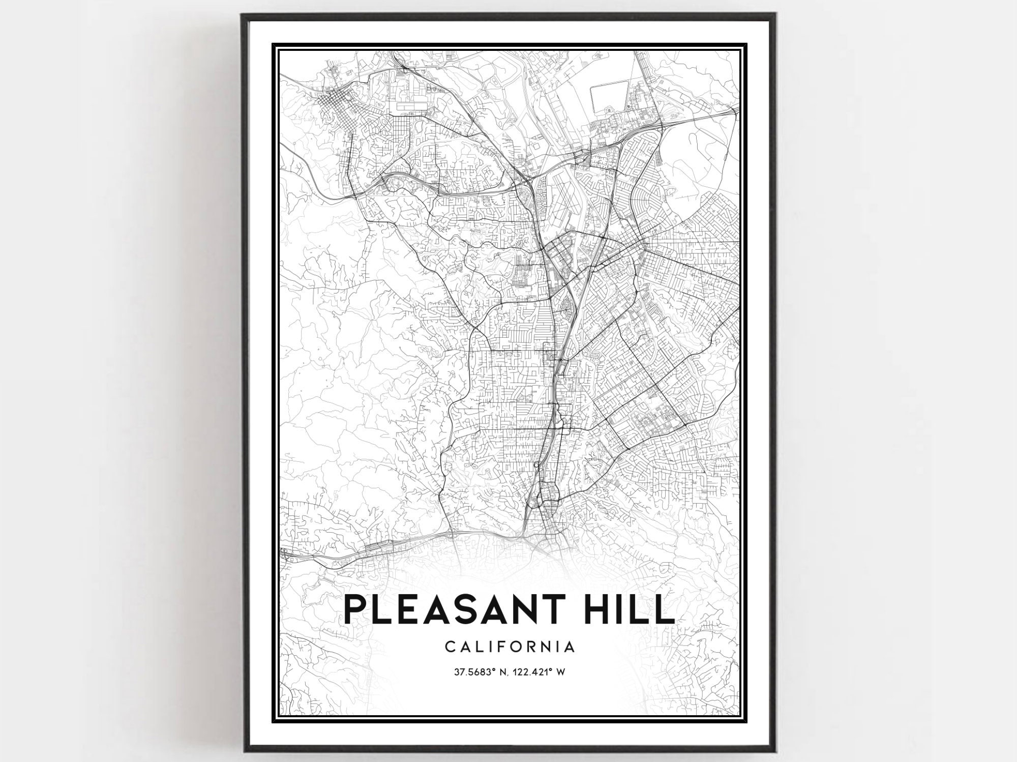 Pleasant Hill Map Print Pleasant Hill Map Poster Wall Art Ca Etsy