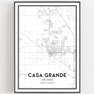 Casa Grande Karte Druck, Casa Grande Karte Poster Wandkunst, Az Stadt karte, Arizona Print Straßenkarte Dekor, Straßenkarte Geschenk, B1273
