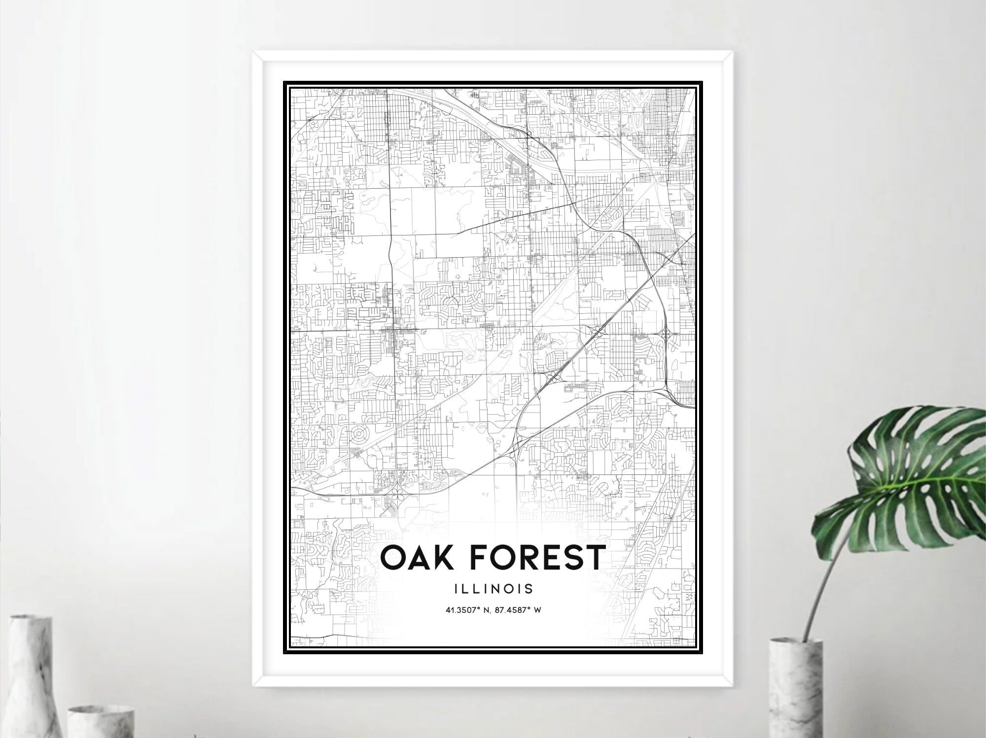 Oak Forest Map Print Oak Forest Map Poster Wall Art Il City | Etsy