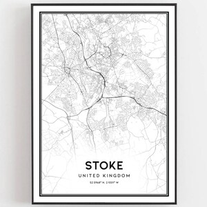 Stoke Karte Druck, Stoke Karte Poster Wandkunst, Stoke Stadt karte, Stoke Print Straßenkarte Dekor, Road Map Geschenk