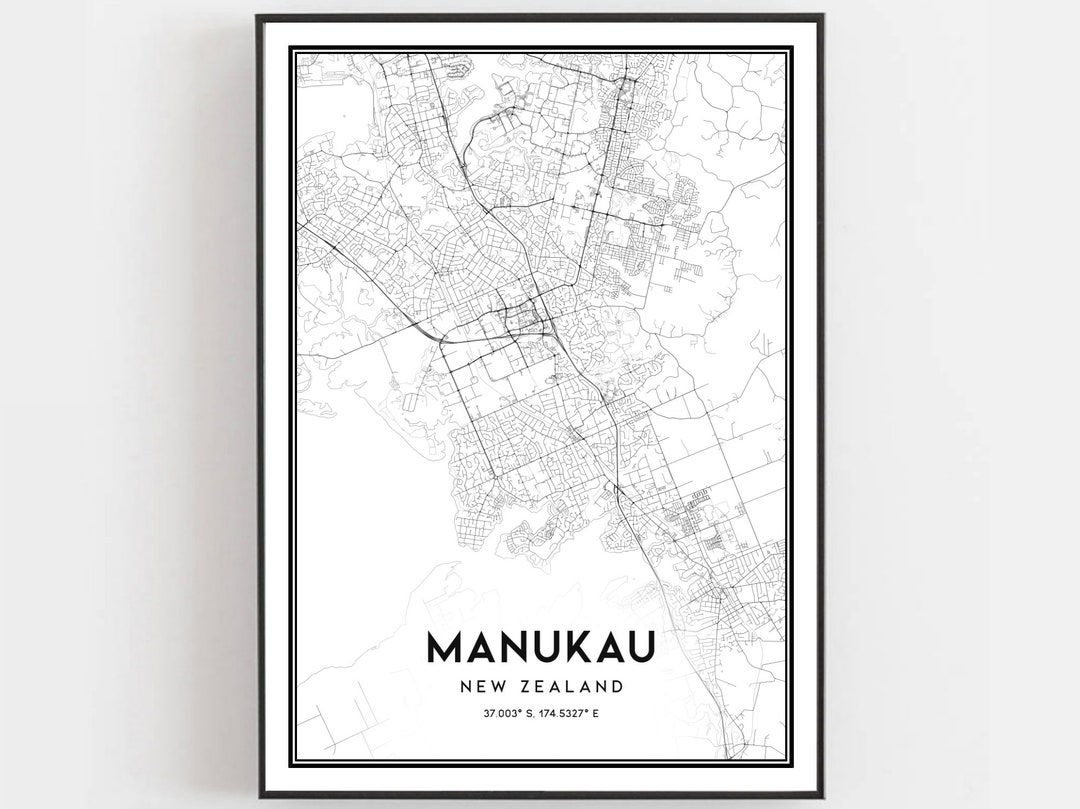 Manukau Map Print, Manukau Map Poster Wall Art, Manukau City Map