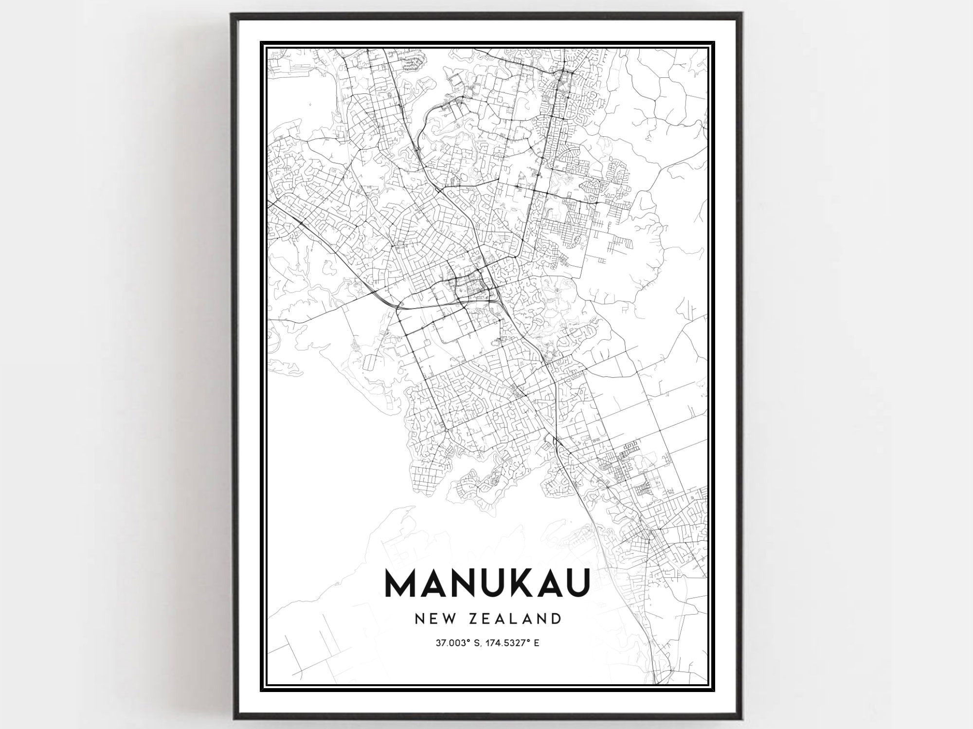 Manukau Map Print Manukau Map Poster Wall Art Manukau City Etsy