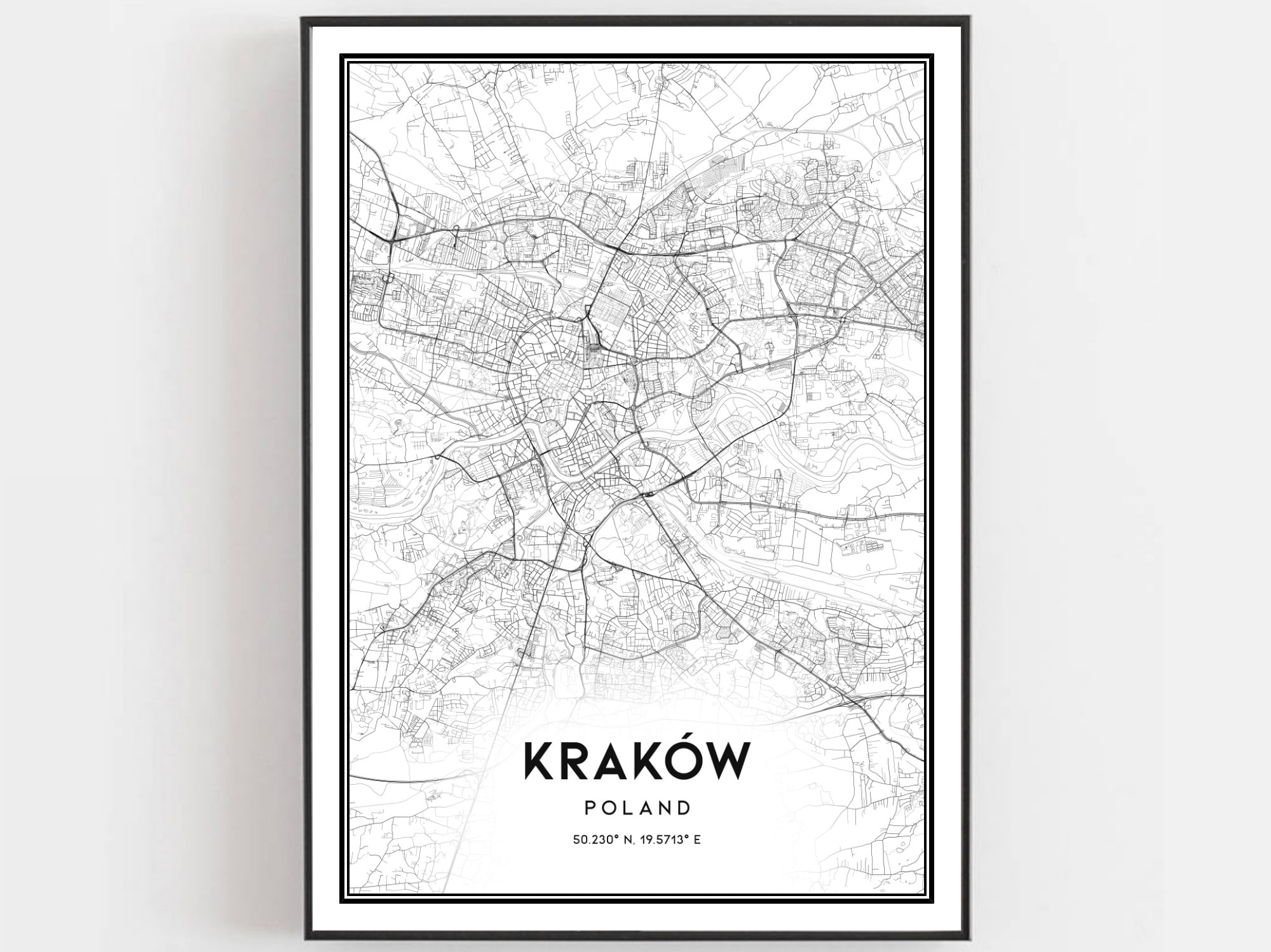 Kraków Map Print, Kraków Map Poster Wall Art, Kraków City Map, Kraków Print Street Map Decor, Road Map Gift