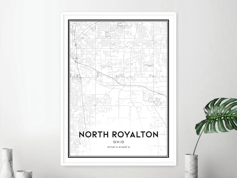 North Royalton Map Print, North Royalton Map Poster Wall Art, Oh City
