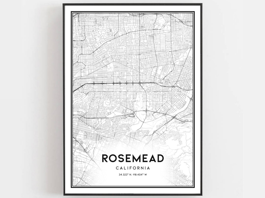 Rosemead Map Print, Rosemead Map Poster Wall Art, Ca City Map