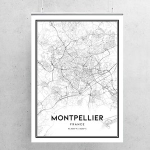 Montpellier Map Print, Montpellier Map Poster Wall Art, Montpellier City Map, Montpellier Print ...