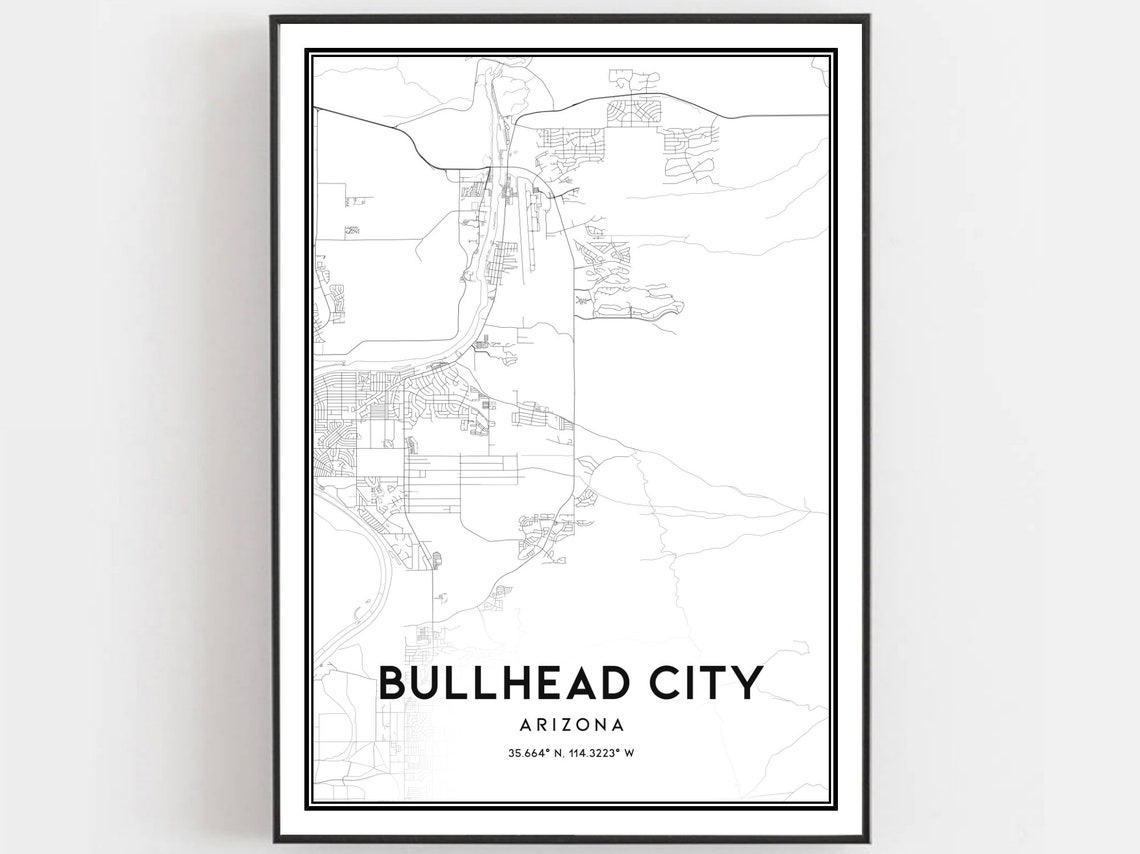 Bullhead City Map Print Bullhead City Map Poster Wall Art Az Etsy