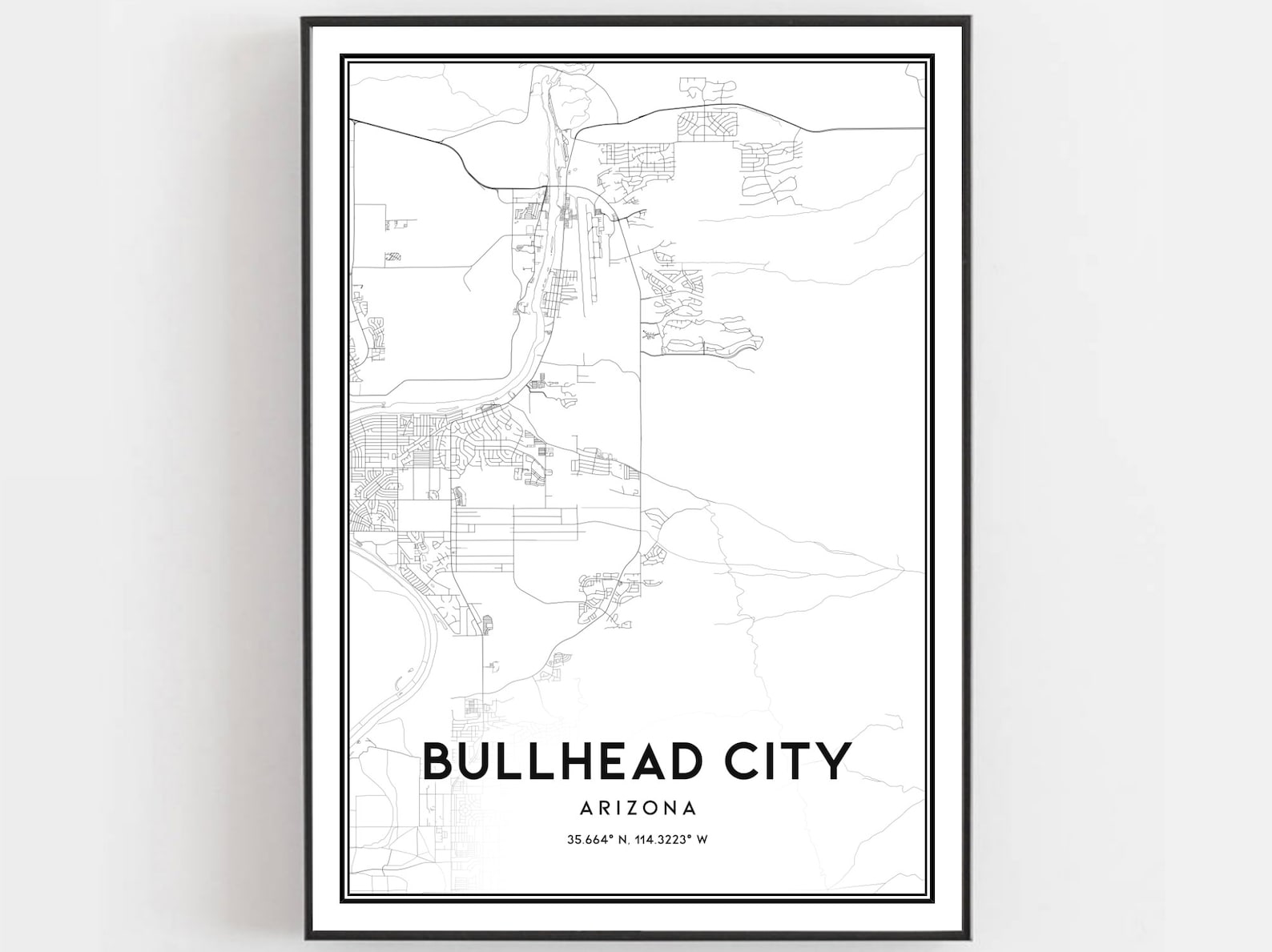 Bullhead City Map Print Bullhead City Map Poster Wall Art Az Etsy