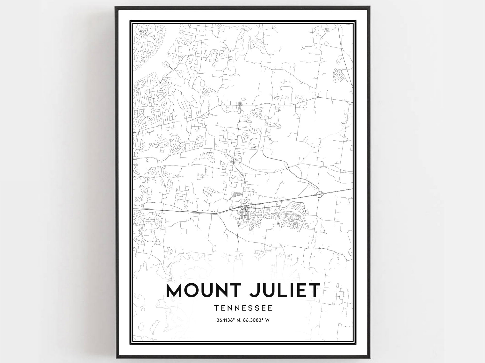 Mount Juliet Map Print Mount Juliet Map Poster Wall Art Tn Etsy