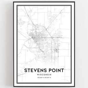Stevens Point Map Print, Stevens Point Map Poster Wall Art, Wi City Map, Stadtplan, Stadtplan Poster, Stadtplan Poster, B1515