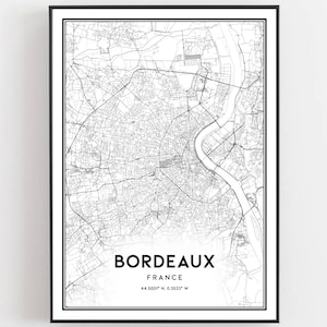 Bordeaux Map Print, Bordeaux Map Poster Wall Art, Bordeaux City Map, Bordeaux Print Street Map Decor, Road Map Gift, B313