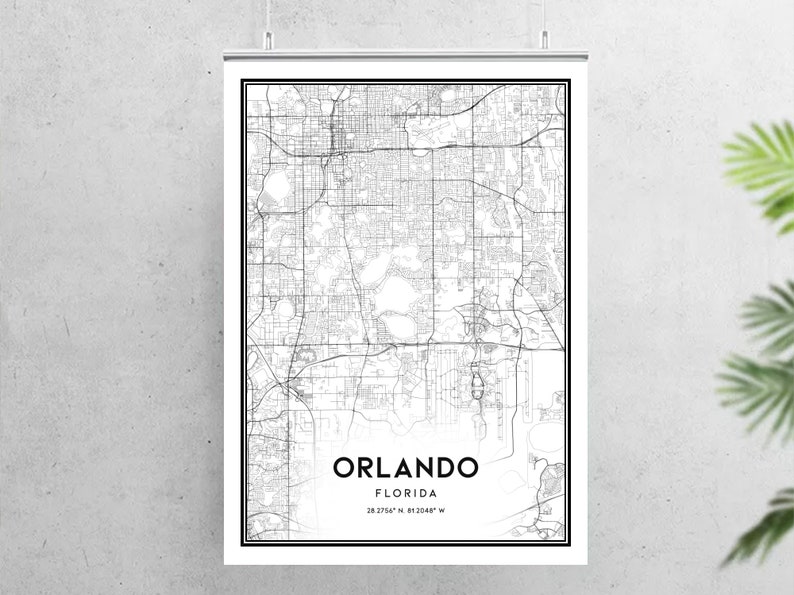Orlando Map Print Orlando Map Poster Wall Art Fl City Map Etsy