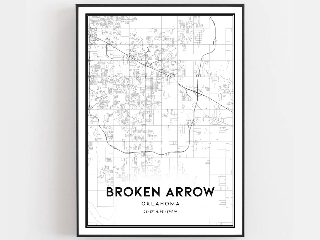 Broken Arrow Map Print Broken Arrow Map Poster Wall Art Ok - Etsy
