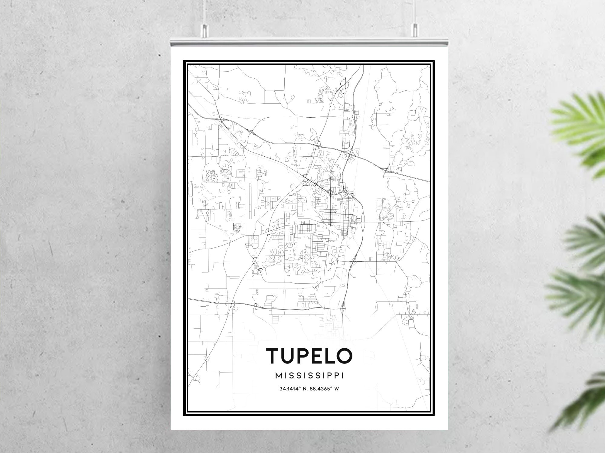 Tupelo Map Print Tupelo Map Poster Wall Art Ms City Map - Etsy