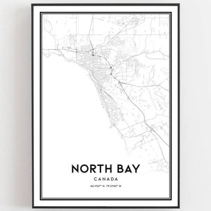 North Bay Map Print, North Bay Map Poster Wall Art, North Bay City Map, North Bay Print Street Map Decor, Road Map Gift, B1386