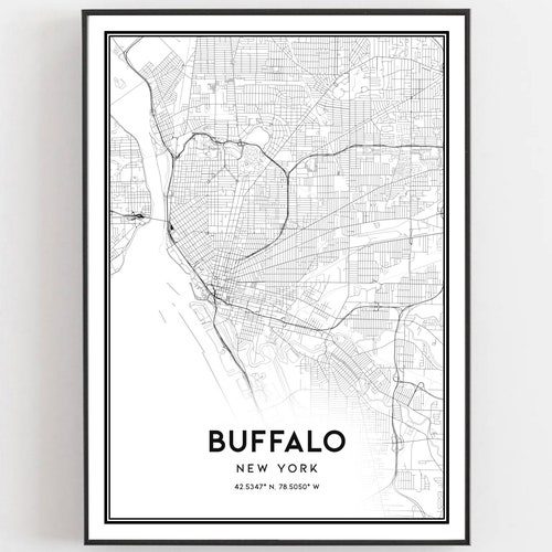 Buffalo Map Print, Buffalo Map Poster Wall Art, Ny  City Map, New York Print Street Map Decor, Road Map Gift