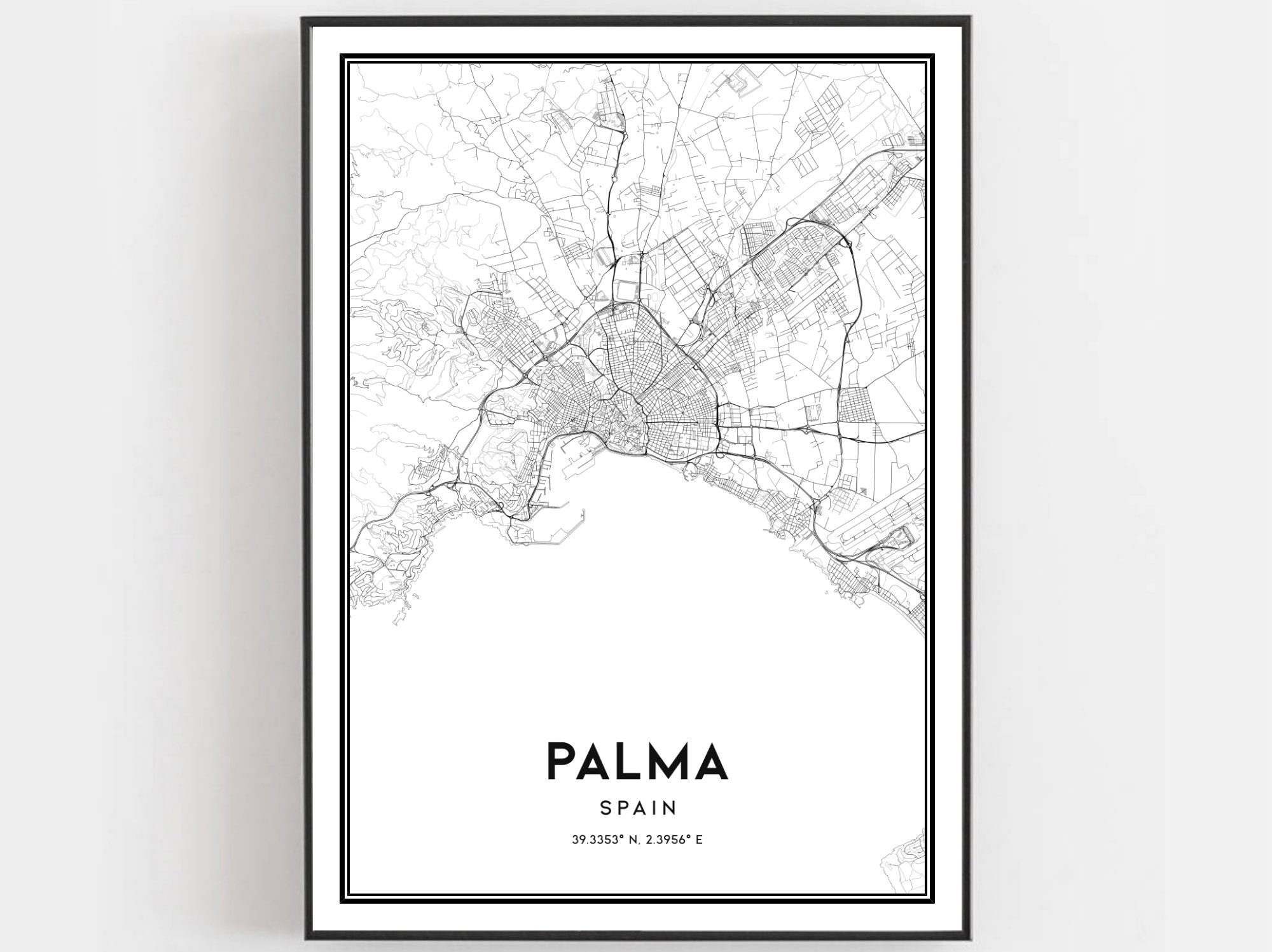 Palma Mapa Imprimir Palma Mapa Cartel Wall Art Palma Mapa De Etsy