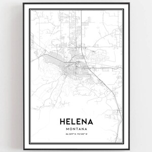 Helena Karte Druck, Helena Karte Poster Wandkunst, Mt Stadt Karte, Montana Print Straßenkarte Dekor, Straßenkarte Geschenk, B1389