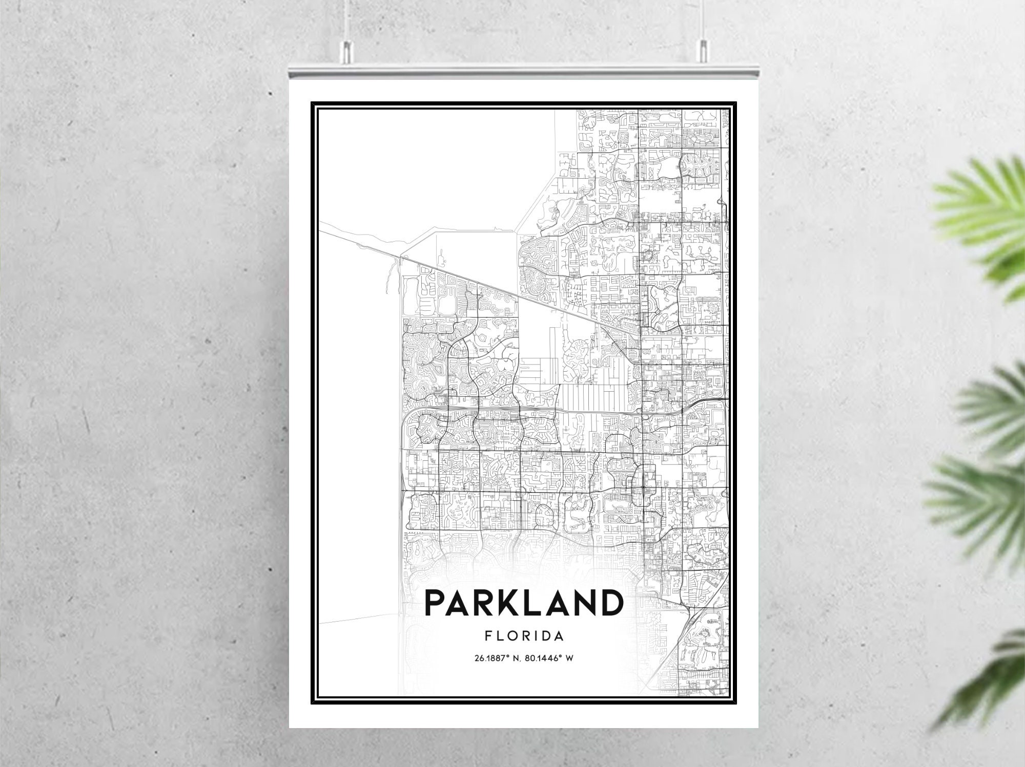 Parkland Map Print Parkland Map Poster Wall Art Fl City Map | Etsy