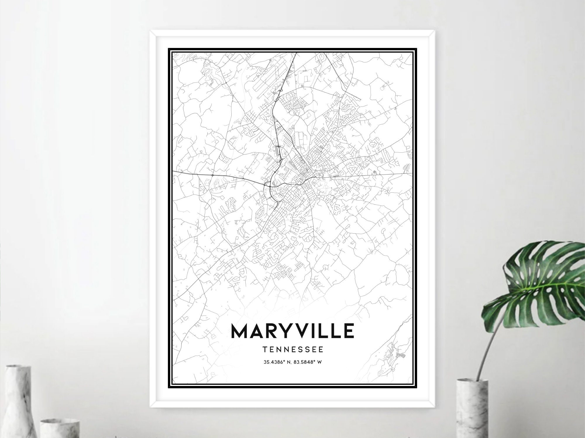 Maryville Map Print Maryville Map Poster Wall Art Tn City | Etsy