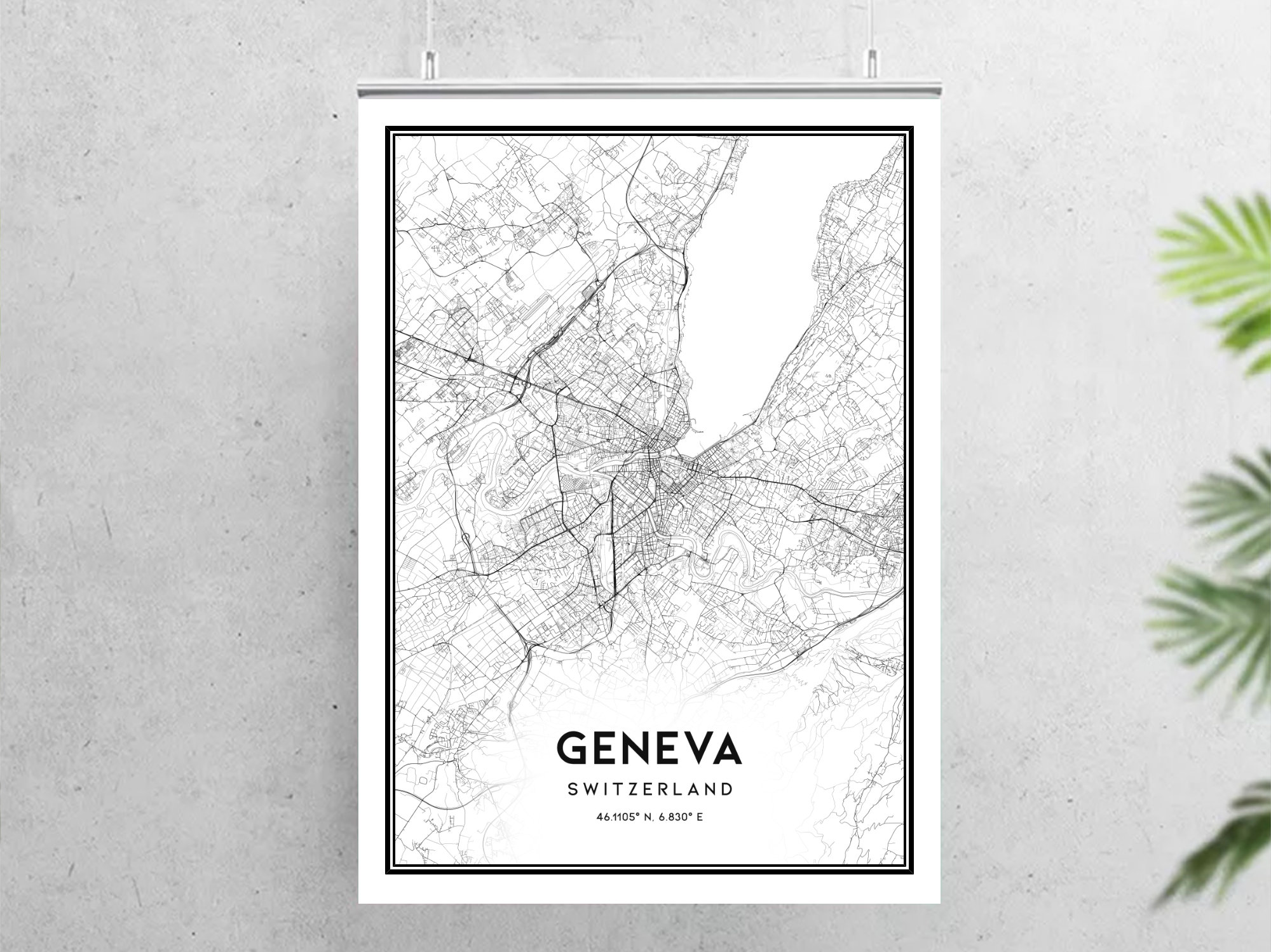 Geneva Map Print Geneva Map Poster Wall Art Geneva City Etsy