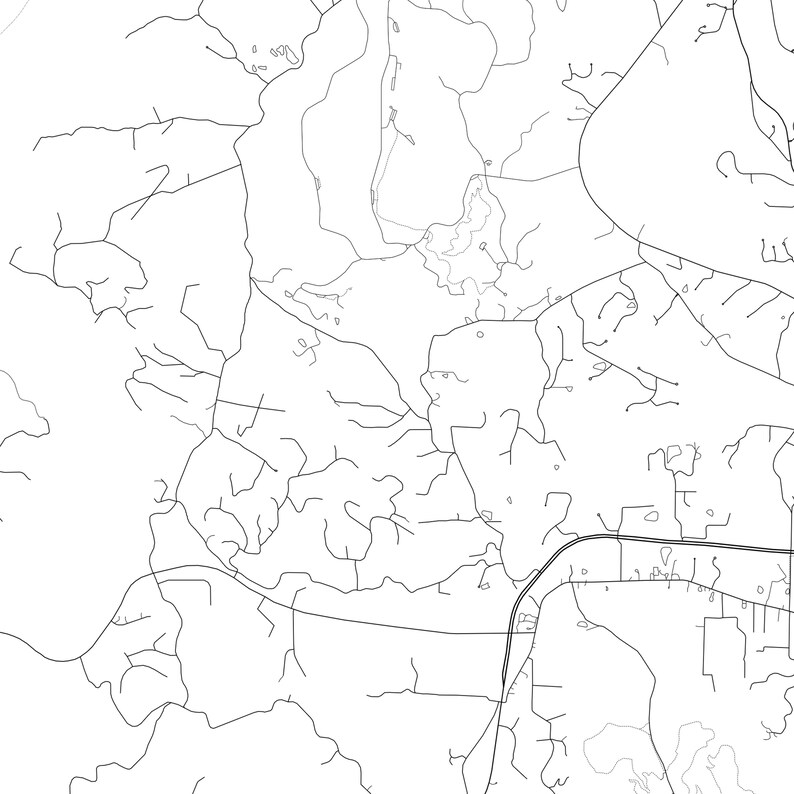 Puede incluir: Dibujo en blanco y negro de un paisaje rural con caminos, r&iacute;os y campos. El dibujo es detallado e intrincado, mostrando las caracter&iacute;sticas naturales de la zona.
