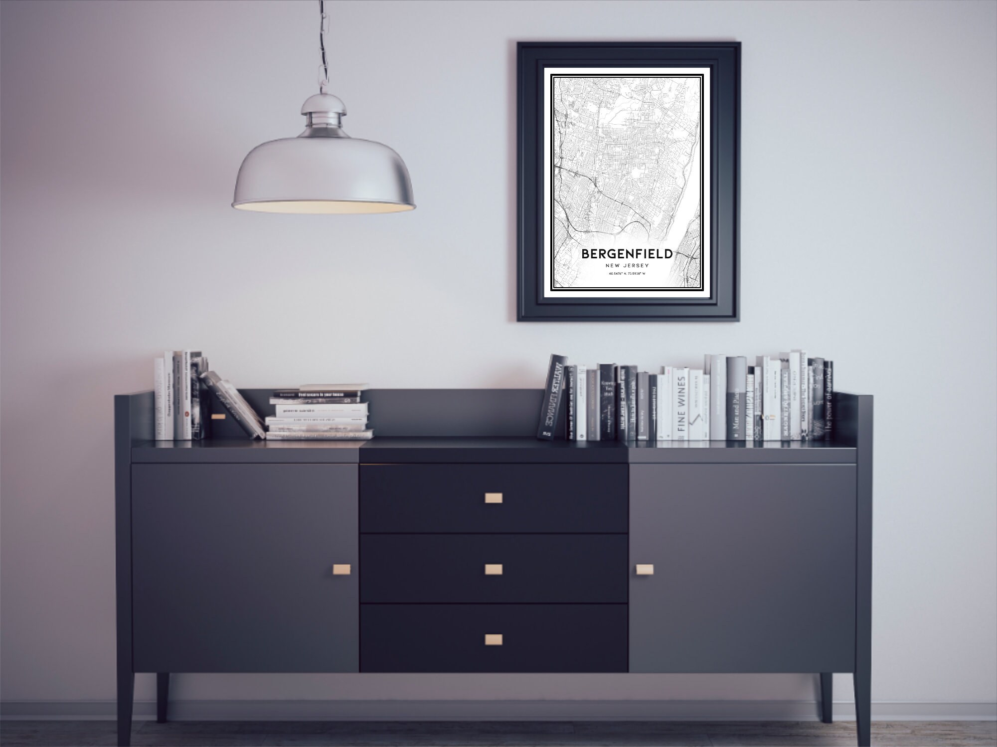Bergenfield Map Print Bergenfield Map Poster Wall Art Nj Etsy