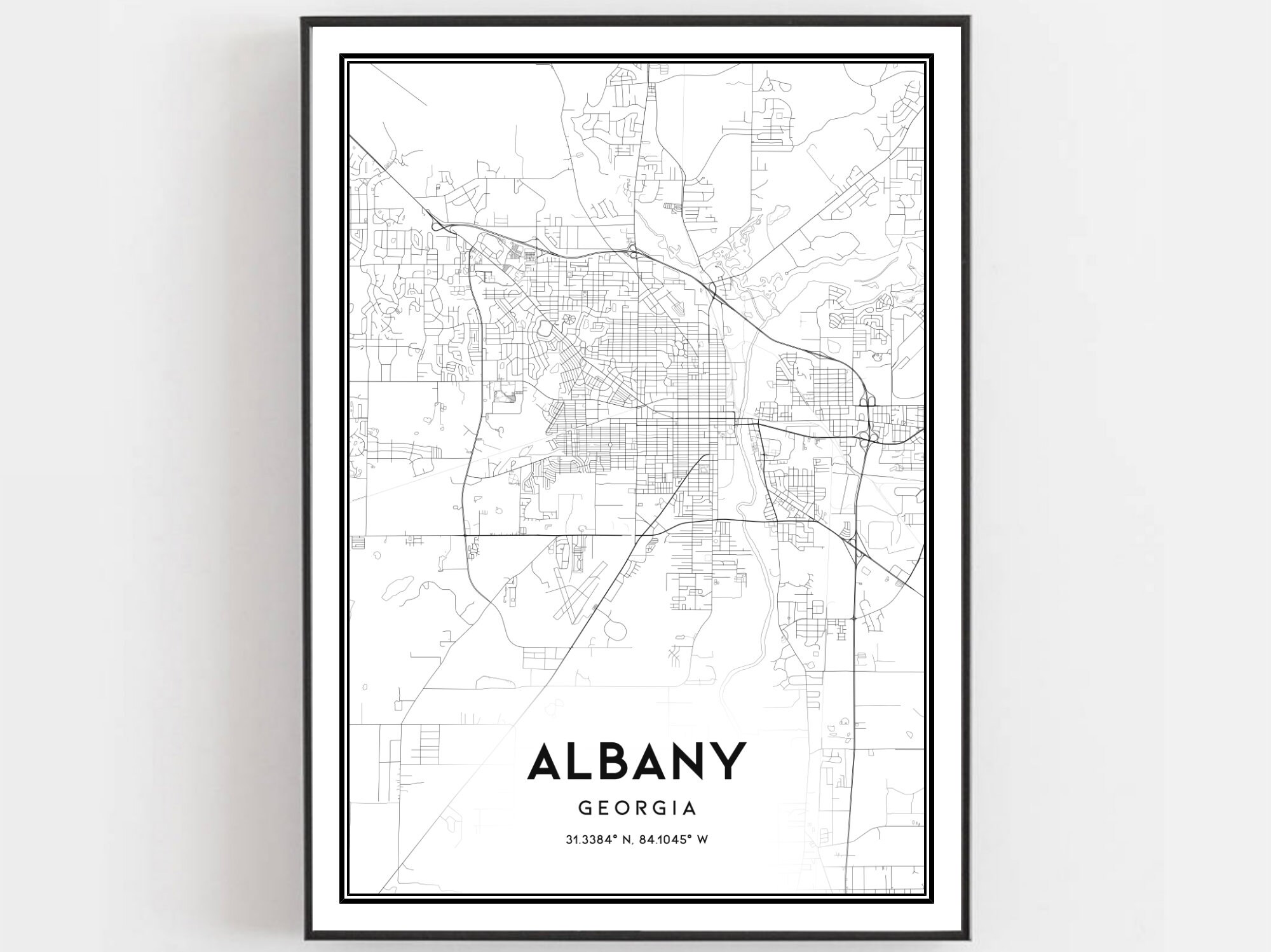 Albany Map Print Albany Map Poster Wall Art Ga City Map - Etsy