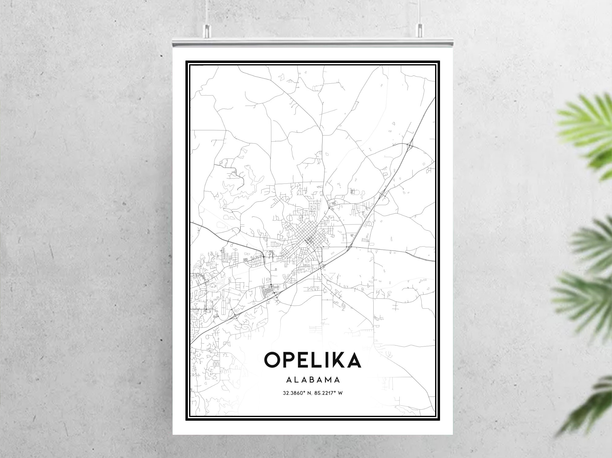 Opelika Map Print Opelika Map Poster Wall Art Al City Map Alabama Il 4ppq 
