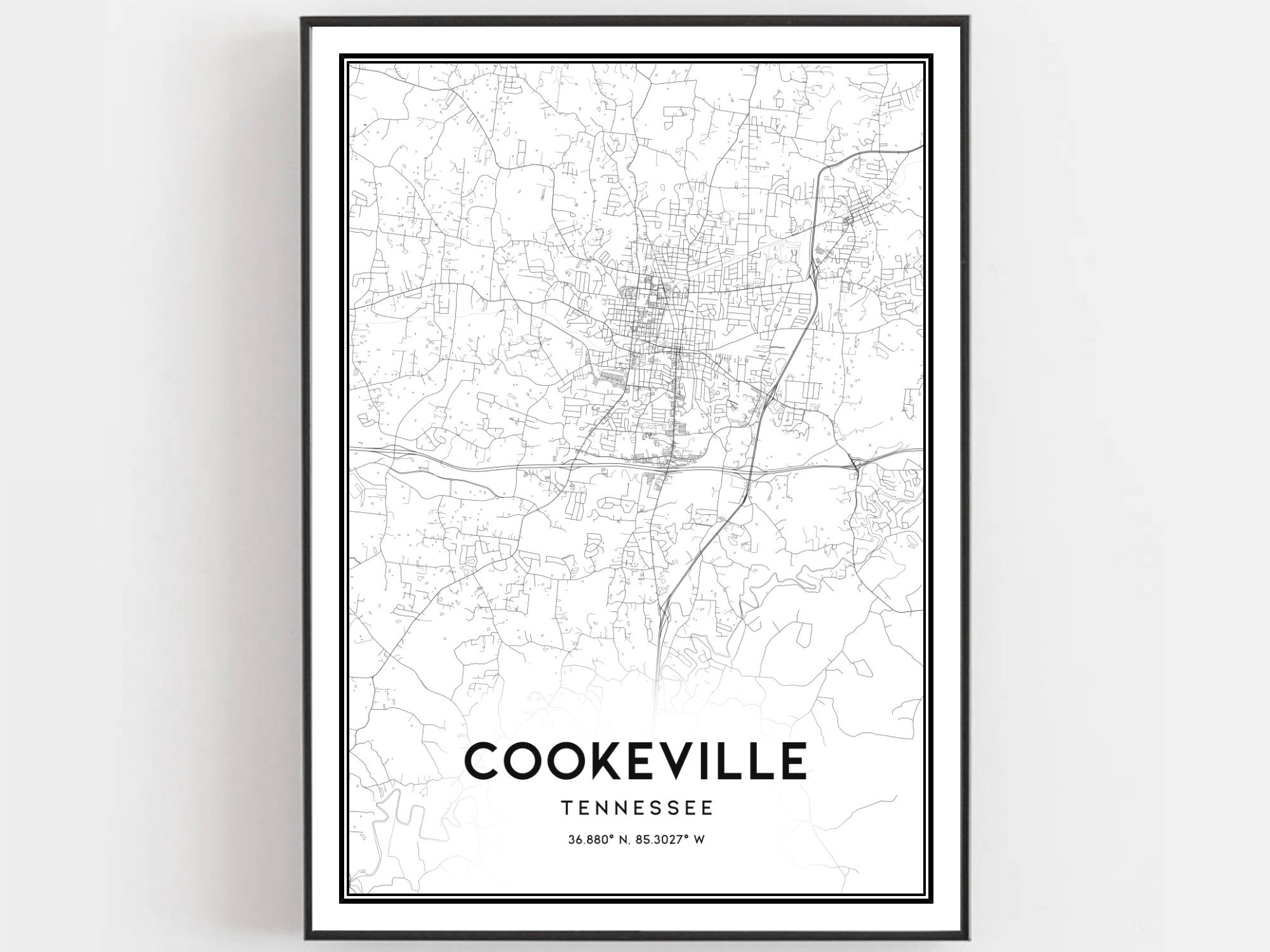 Cookeville Map Print, Cookeville Map Poster Wall Art, Tn City Map, Tennessee  Print Street Map Decor, Road Map Gift, B1450 - Etsy Sweden