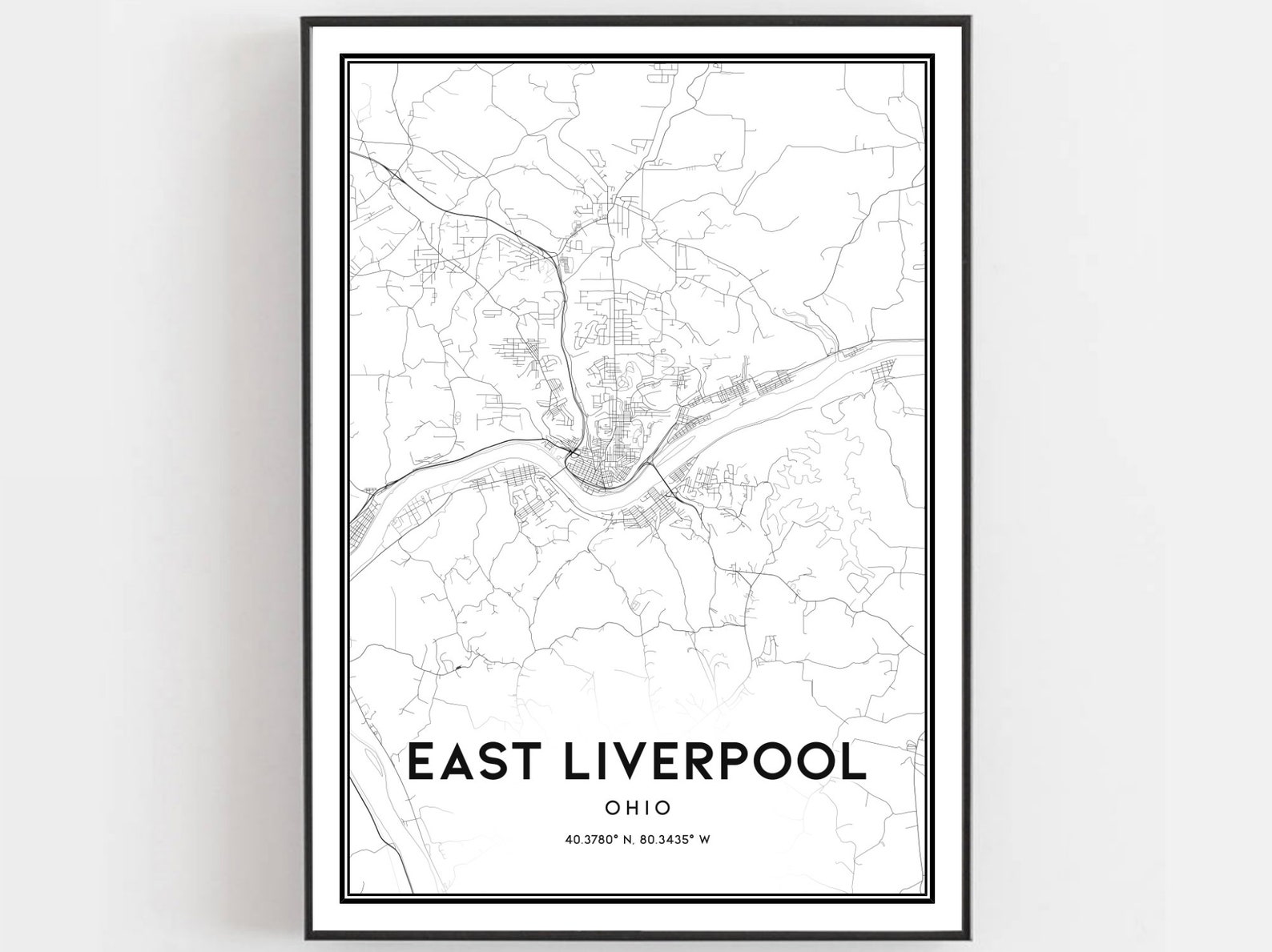 East Liverpool Map Print East Liverpool Map Poster Wall Art Etsy