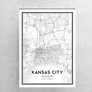 Kansas City Map Print, Kansas City Map Poster Wall Art, Mo City Map
