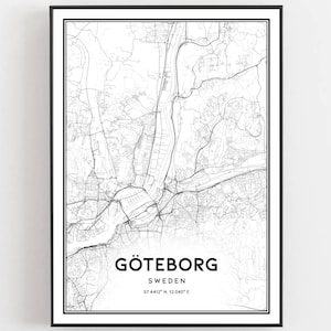 Göteborg Karte Druck, Göteborg Karte Poster Wandkunst, Göteborg Stadt karte, Göteborg Print Straßenkarte Dekor, Straßenkarte Geschenk, B379