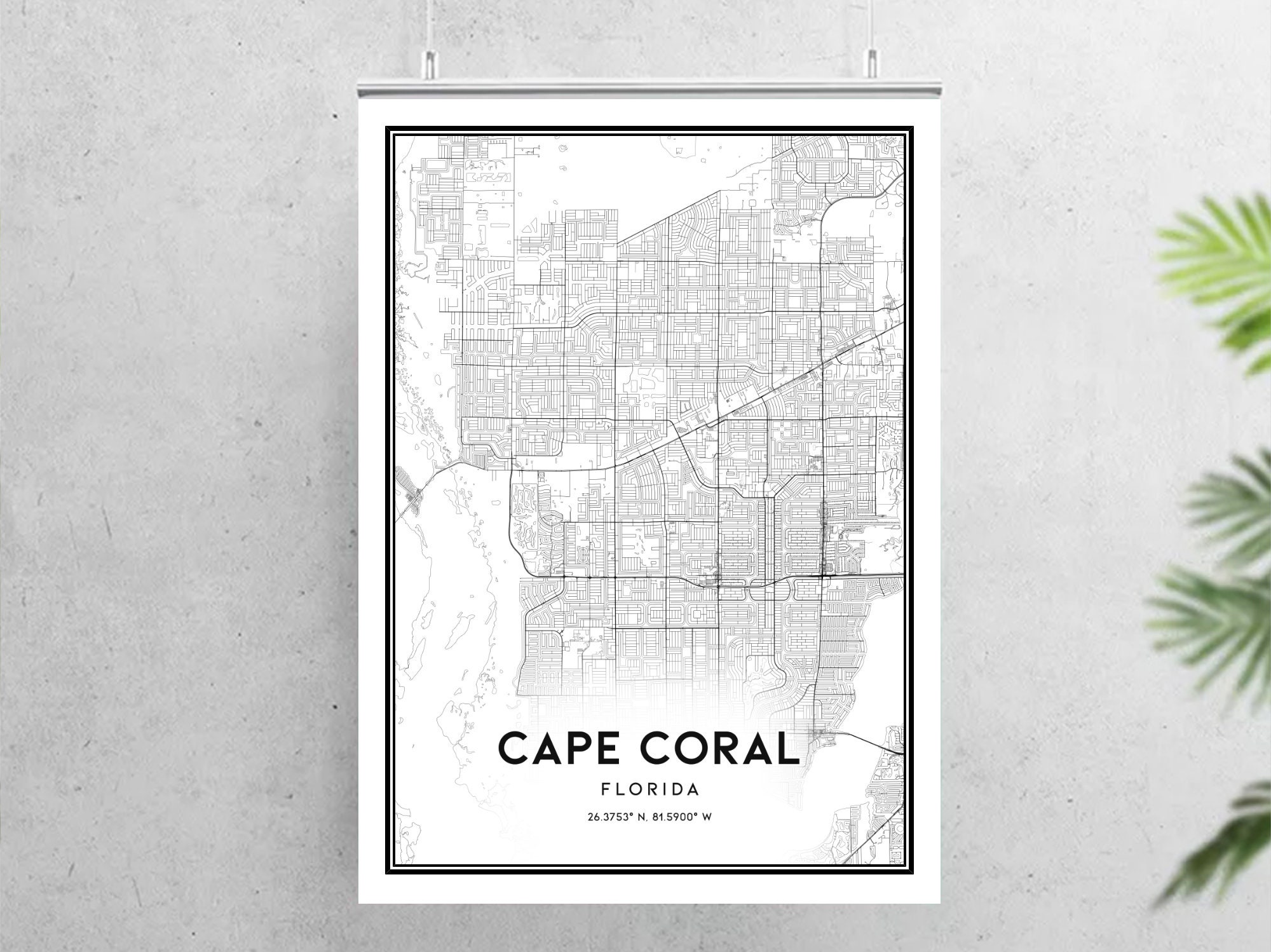 Cape Coral Map Print Cape Coral Map Poster Wall Art Fl City | Etsy