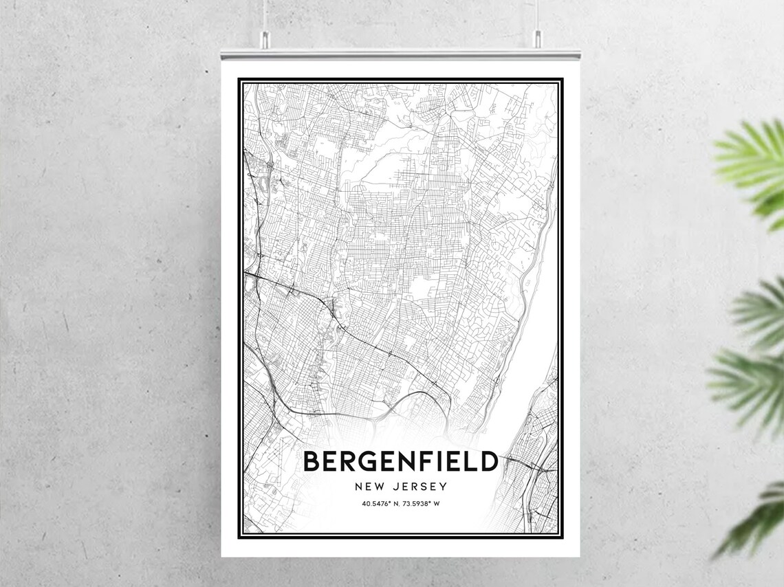 Bergenfield Map Print Bergenfield Map Poster Wall Art Nj Etsy