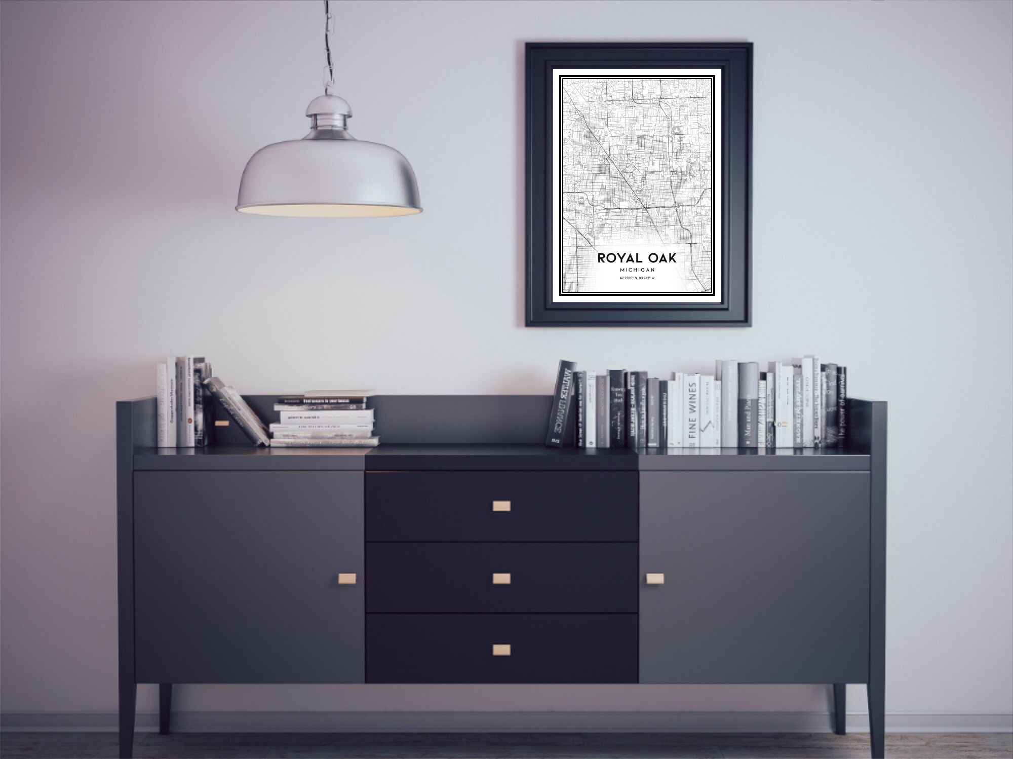 Royal Oak Map Print Royal Oak Map Poster Wall Art Mi City Etsy