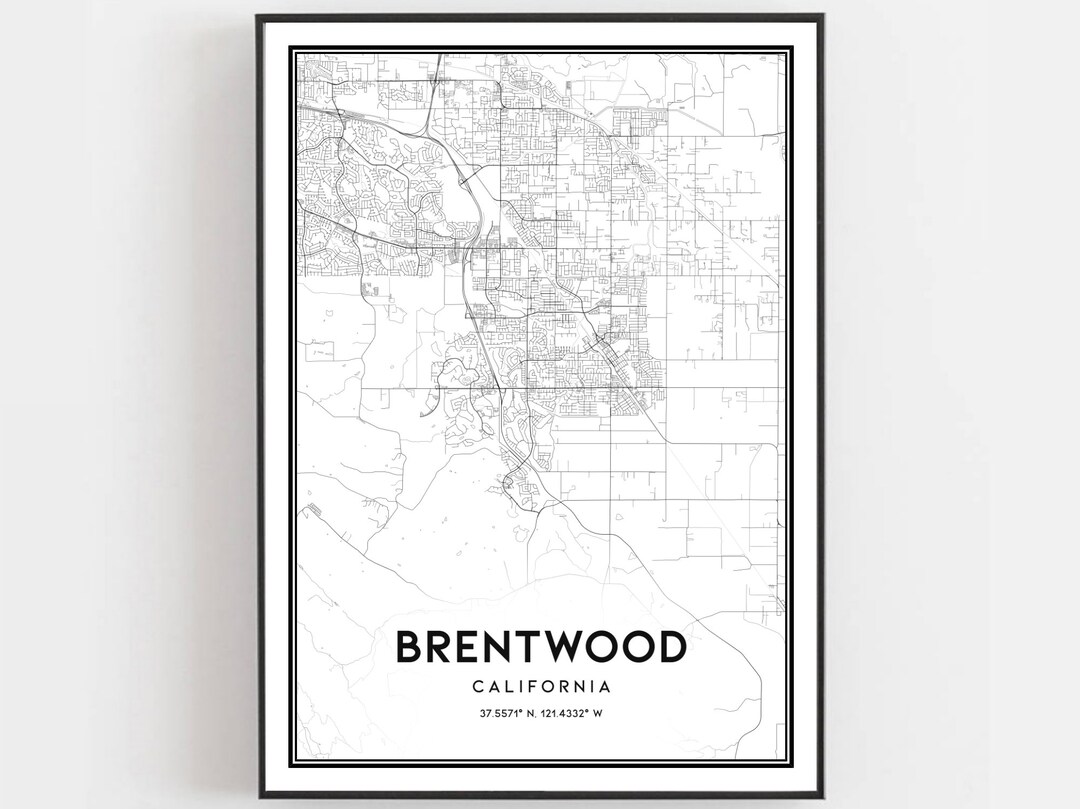 Brentwood Map Print, Brentwood Map Poster Wall Art, Ca City Map ...
