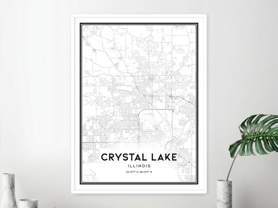 Crystal Lake Map Print, Crystal Lake Map Poster Wall Art, Il City