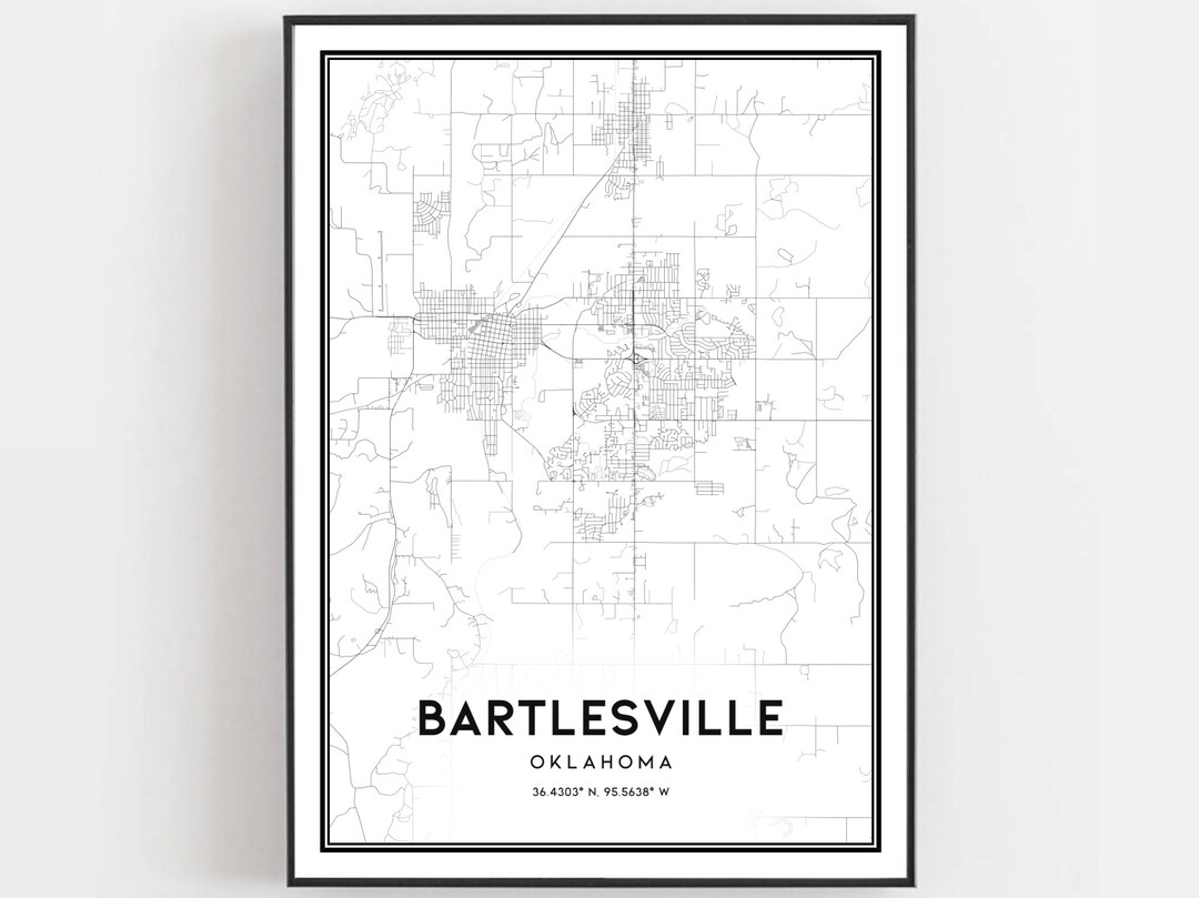 Bartlesville Map Print, Bartlesville Map Poster Wall Art, Ok City Map, Oklahoma Print Street Map ...